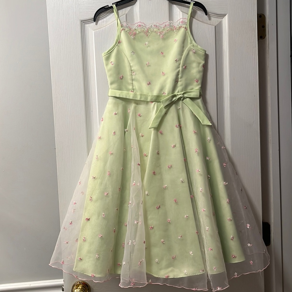 Rare Editions mint green and pink dress